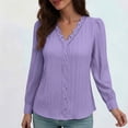 thumbnail image 2 of Rutainlusire Women's Long Sleeve Blouse Dressy V-Neck Solid Color Tops Casual Comfortable for Everyday Wear, 2 of 5