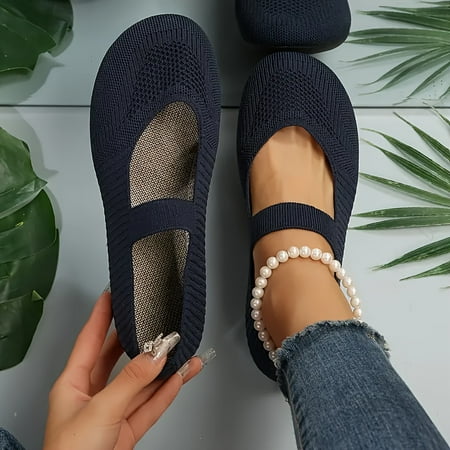 

Women s Lightweight & Comfortable Shoes Breathable Flying Woven Flat Shoes Casual Slip On Ankle Strap Shoes