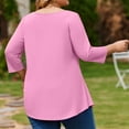 thumbnail image 5 of Fabrcox Tops for Plus Size Women Tunic Solid Color Crew Neck Womens 3/4 Sleeve Tops Spring Summer Flowy Blouses L-5XL, 5 of 5