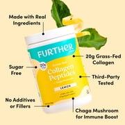 Further Food Lemon Collagen Peptides Powder, Grass-Fed Pasture-Raised Hydrolyzed Type 1 & 3 Protein, Gut Health + Joint, Hair, Skin, Nails, Sugar-Free