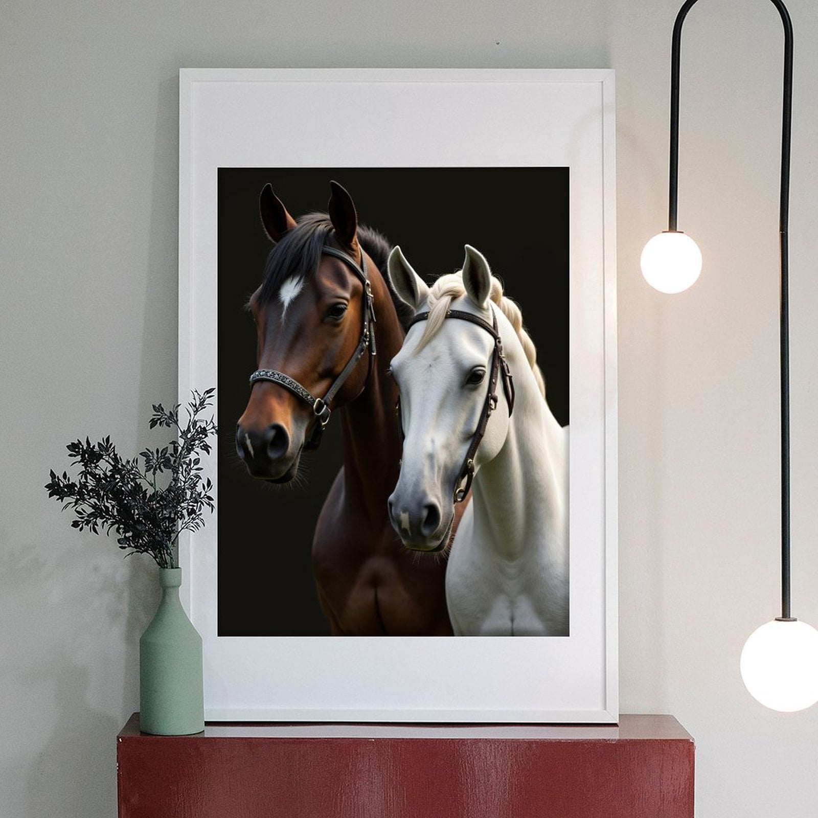 Diamond Art Kit for Adults, Elegant Brown White Horses Duo Diamond Painting for Adults Beginners, 5D DIY Diamond Art Painting Kits, Colorful Diamond Painting Craft for Home Decor 12x16