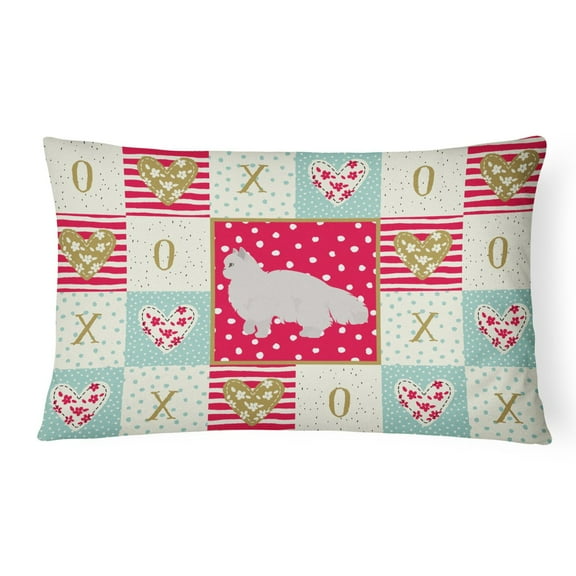 Caroline's Treasures CK5675PW1216 White Persian Traditional Cat Love Canvas Fabric Decorative Pillow, Red, 12H x16W,