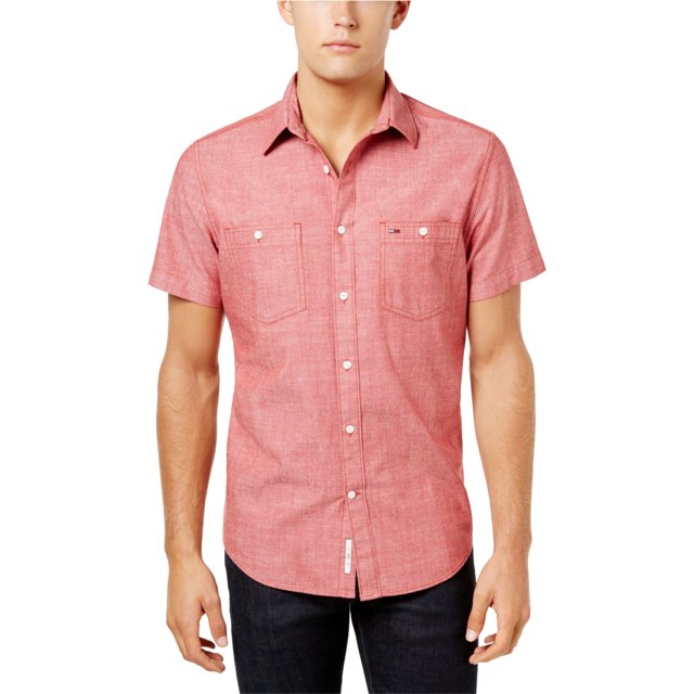 Camisa con Botones de cambray Tommy Hilfiger para hombre rojo pequeño
