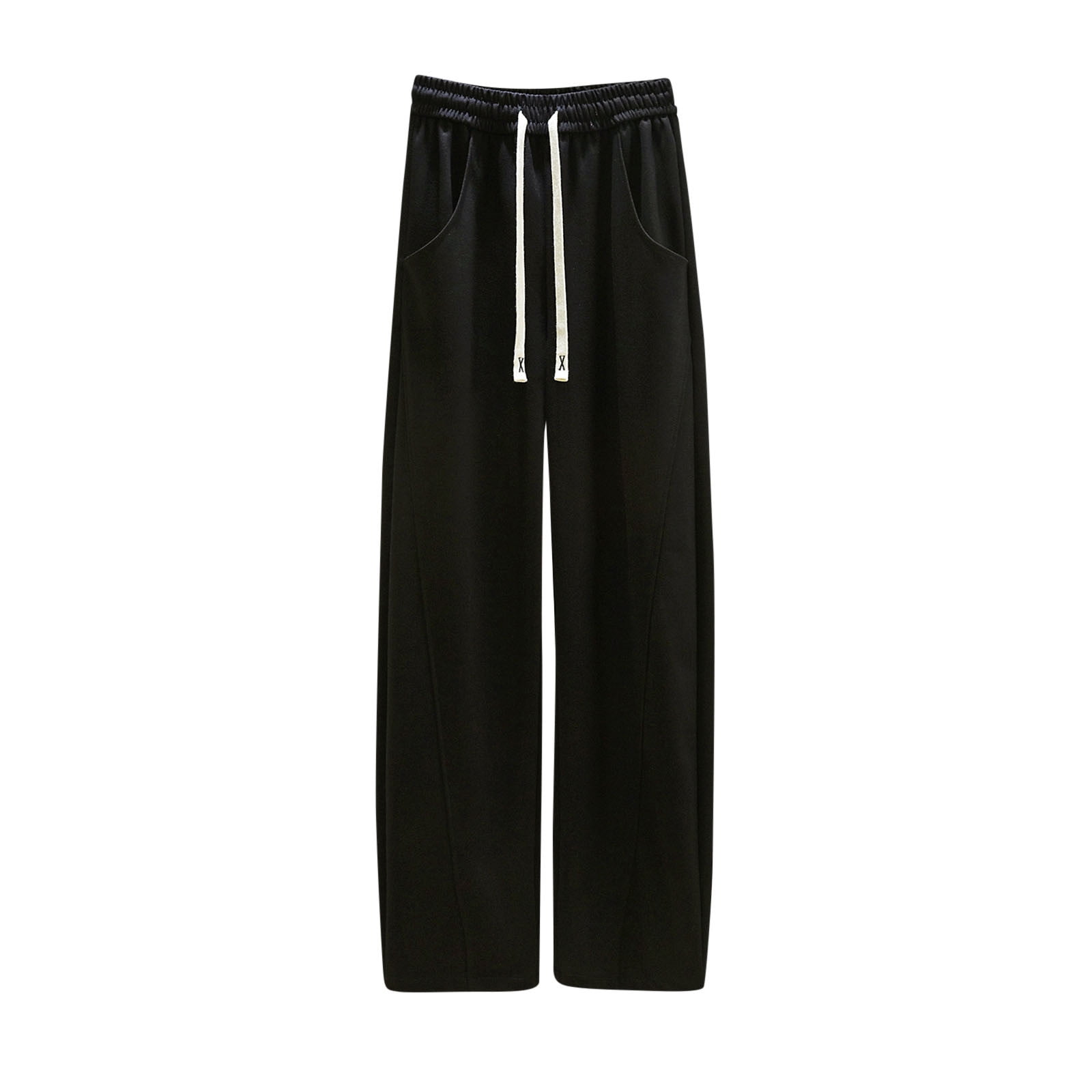 FAIWAD Women's Wide Leg Cotton Pants Summer Elastic High Waist Drawstring Sweatpants with Pockets
