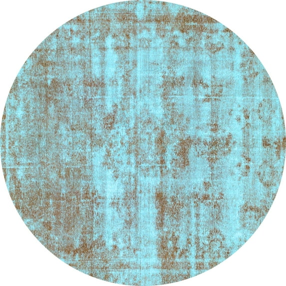 Ahgly Company Indoor Round Abstract Light Blue Modern Area Rugs, 6' Round