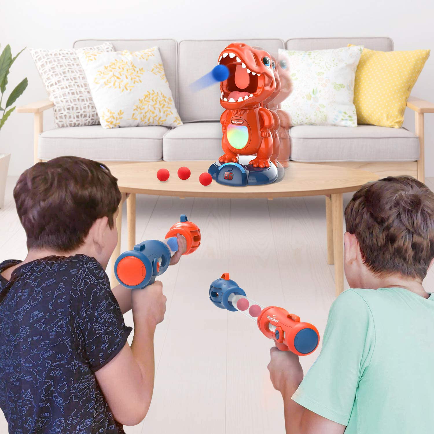 Voteen Kids Toys - 2023 Upgraded Air Gun Set with 48 Foam Balls, Moving  Target, Rechargeable Battery, and Adjustable Sound Mode for Boys and Girls