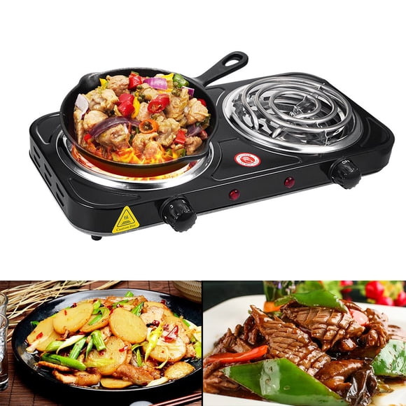 JUNWELL Electric Camping Double Burner Hot Plate 2000W 110V Portable Heating Cooking Stove