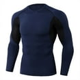 thumbnail image 2 of SOOMLON Men's Athletic Running Sets Pants Shirt Going out Pants Elastic Fitness Long Sleeve Fast Drying Tops Long Pants Sports Tight Suit Navy M, 2 of 7