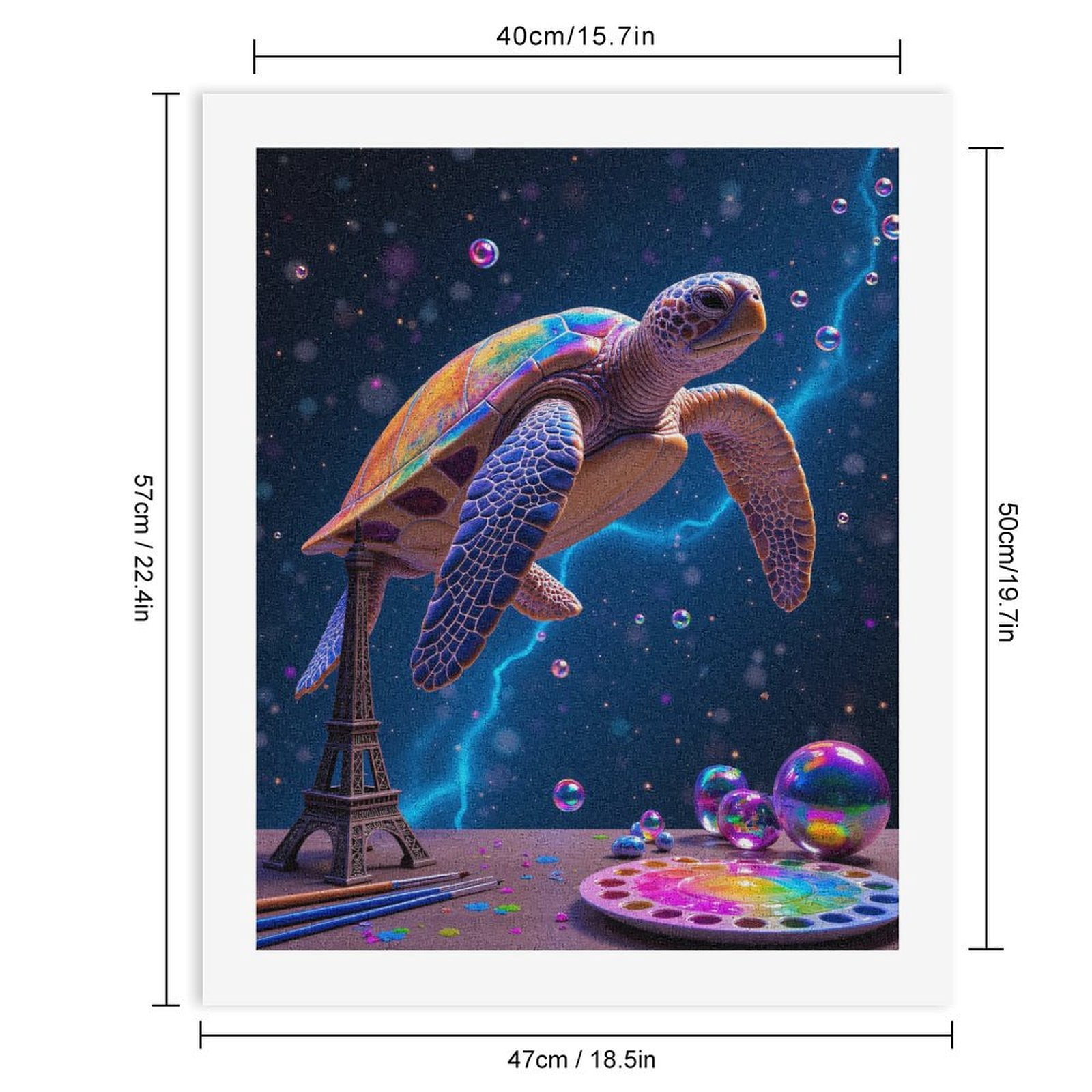 Paint By Numbers Kit for Adults Beginner - Colorful Turtle Art Bubbles Night DIY Canvas Painting Kits for Adults, Frameless Paint By Number for Adults for Home Wall Decor 16x20 Inch