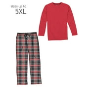 Men`s Jersey Microfleece Sleep Set, 3008, M, Chilli Pepper/Blue Plaid