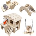 thumbnail image 1 of Juego de 4 juguetes de madera para hámster, juegos de hámster que incluyen puente colgante para casa de hámster, accesorio para hámster, conejillo de indias, chinchilla, hámster ruso JAMW Sencillez, 1 of 5