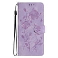 thumbnail image 2 of For IPhone 17 6.3" Rose Embossed Strong Magnetic Attachment/Closure, Card Slots/Pocket, PU Leather Flip Wallet Case ﻿,Purple,For iPhone 17, 2 of 8
