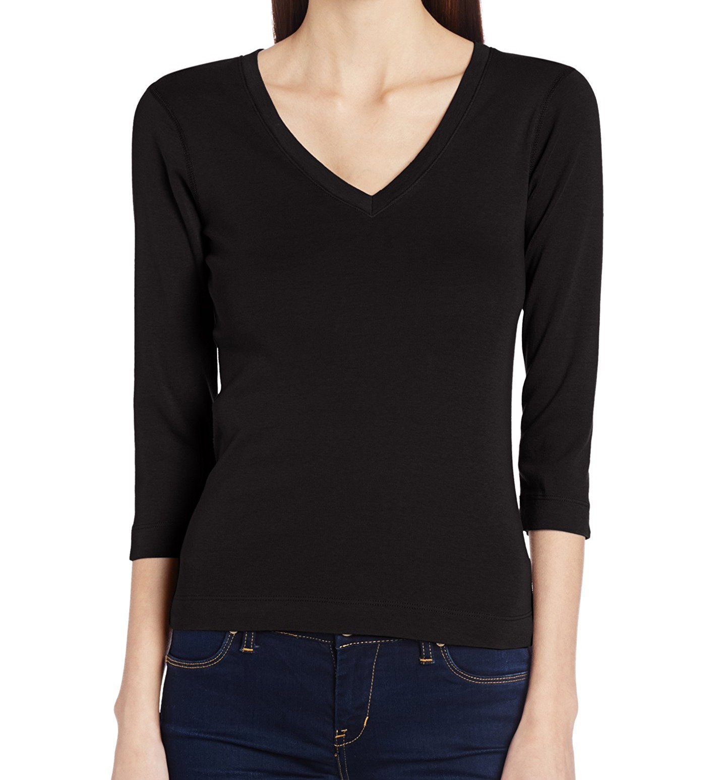 BO1438 Three Dots Sanded Jersey Cotton Short Sleeve V-Neck Tee