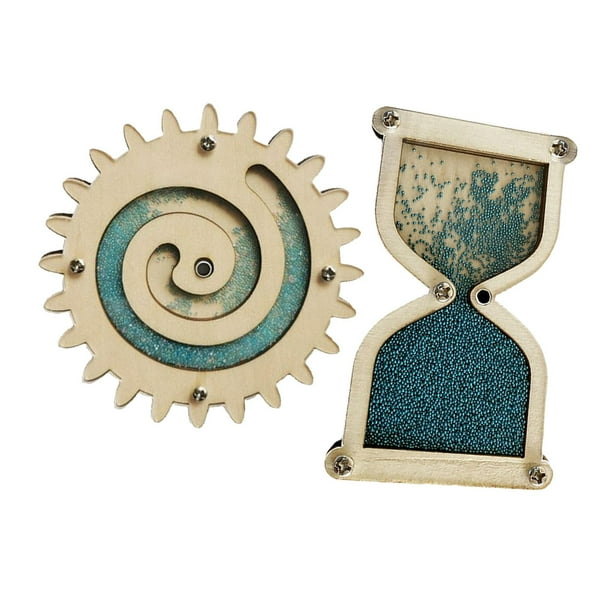Set de Complementos para Tablero Creativo DIY Reloj de arena verde azulado grande y reloj de arena de engranaje mediano