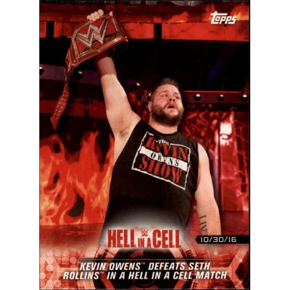 Collectible 2018 Topps WWE Road to Wrestlemania #6 Kevin Owens Defeats Seth Rollins in a Hell in a Cell Match Wrestling Trading Card