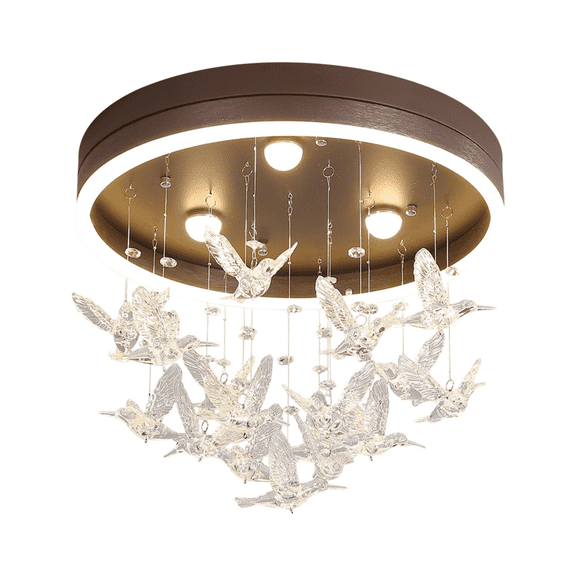 Modern Gold Bird LED Chandelier 15.7", Decorative Ceiling Light for Bedroom, Kids Room & Living Room, Cool White Acrylic Pendant Lamp - MIRODEMI