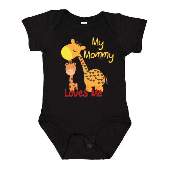 Inktastic My Mommy Loves Me Giraffe Boys or Girls Baby Bodysuit