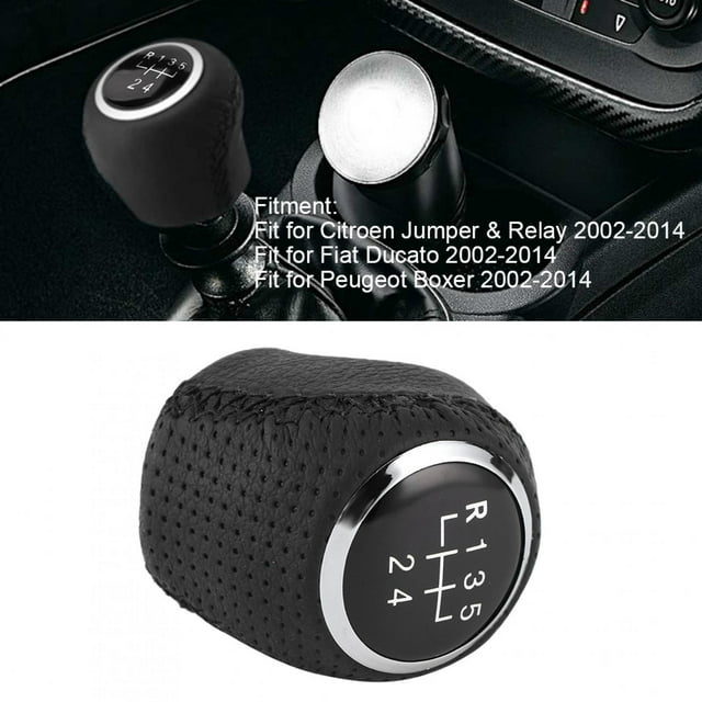 Manual Shifter Knob, Auto Car Gear Handball Lever PU Leather Black Knobs Replacement Fit For BoxerBlack 6 Speed Shifting Stick Handle Eplacement Boxer