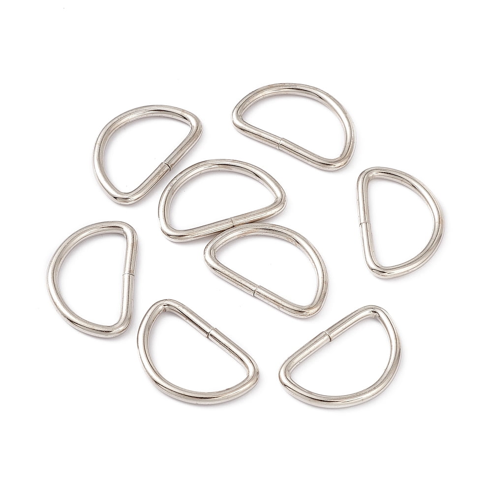 Iron D Rings Buckle Clasps For Webbing Strapping Bags Garment Accessories Platinum Inner: 15x25.4mm