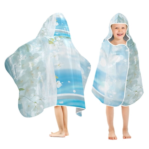 BZSMCE Towels Kids Hooded Beach Towel Flowers by Ocean View Pool Bath Towel Soft