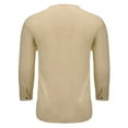 thumbnail image 5 of IROINNID Discount Button Down Shirts for Men Long-sleeved Round Neck Cotton And Linen Loose Shirt Pure Color Multi-size,Khaki, 5 of 8