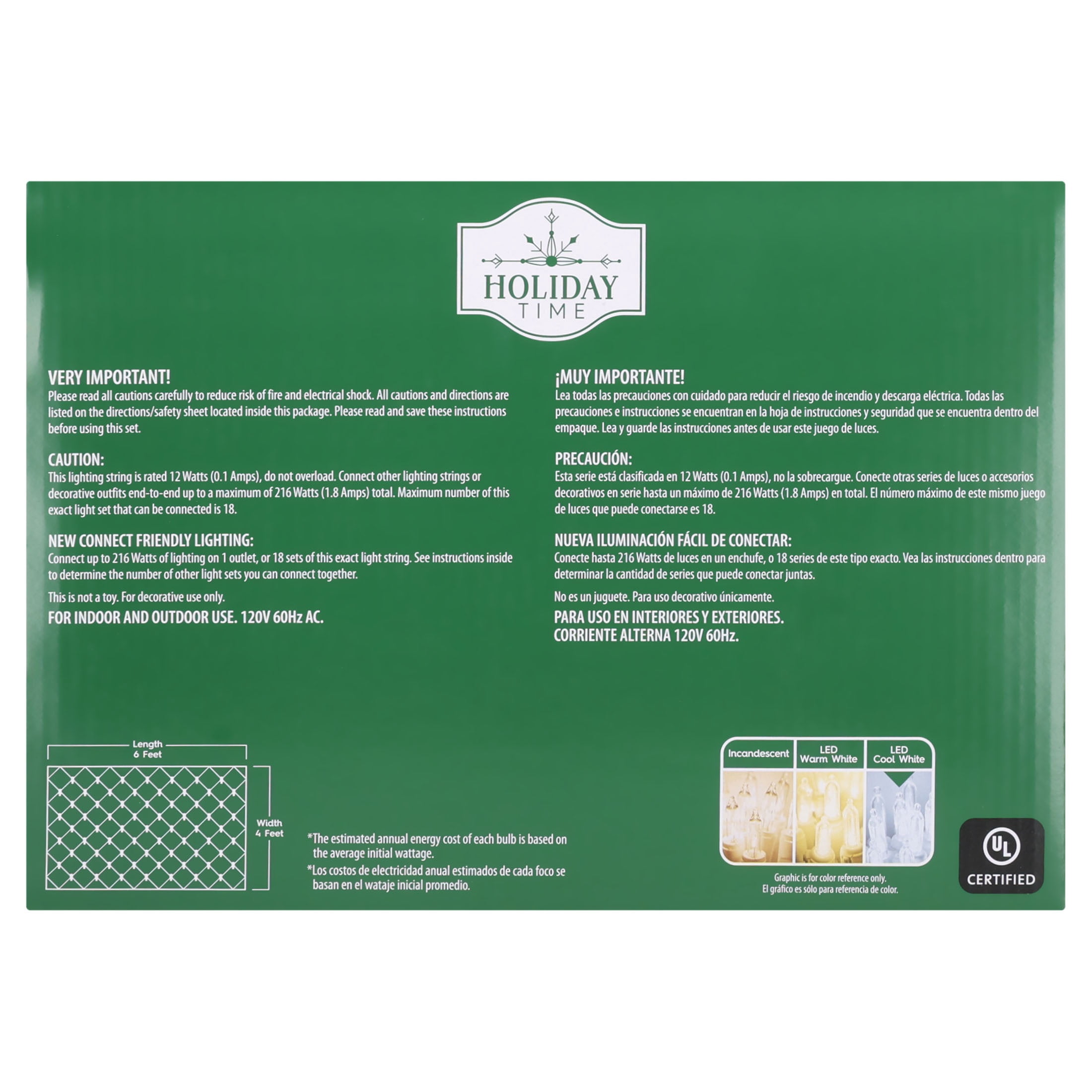 Indoor/Outdoor 150-Count LED Random Twinkle Christmas Net Lights, Cool White, Green Wire, 6' x 4', by Holiday Time