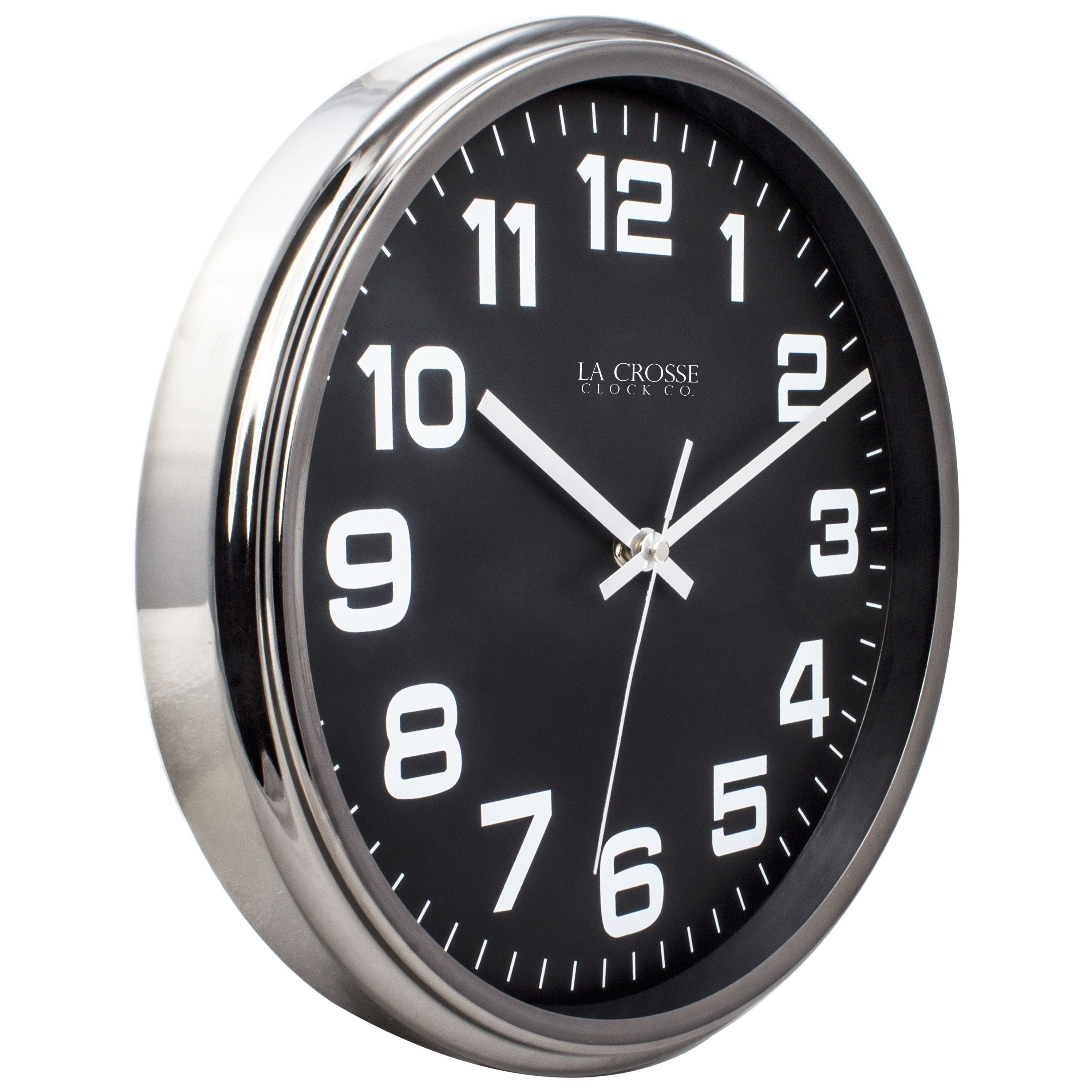 404-2631GM La Crosse Clock Company 12" Metal Case Gunmetal Finish Wall Clock