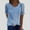 Blue, variant on DuoJiaJ Women's Elegant Lace V Neck Short Sleeve Solid Tops Shirt Blouse Black L