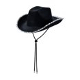 thumbnail image 2 of IAJDKMEK Adult Western Cowboy Hat with Curled Brim, Cowboy Hat with Trim for Outdoor and Party Wear for Men Women, 2 of 5