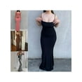 thumbnail image 4 of Yunliwuli Women's Solid Color Cami Dress Sleeveless Spaghetti Strap Bodycon Long Dress Summer Party Dress, 4 of 10