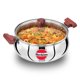 thumbnail image 1 of Hawkins Cook n Serve Handi Triplely Handi de acero inoxidable con tapa de vidrio, cacerola para salsa de inducción, cacerola Biryani Handi plateada (SSH50G), 1 of 5