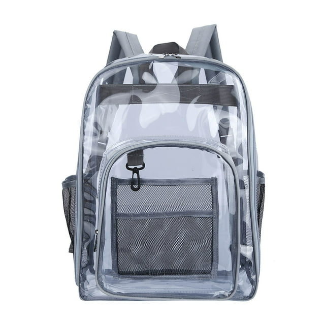 ZTTD Sac à Dos Transparent Robuste avec Multi-Poches pour Collège, Travail, Sécurité Voyage (Gris1)