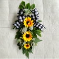 thumbnail image 7 of Komiseup Sunflower Swag for Front Door, Spring Summer Door Swag Wreath, Sunflower Buffalo Check Decor, Welcome Wreath for Porch Farmhouse, 7 of 7