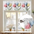 thumbnail image 7 of Red Blue Yellow Tulips Valances for Windows, 42 x 18in, Transparent Flowers Gray Plaid Rod Pocket Kitchen Valance Curtain Light Filtering Window Treatments for Living Room Bedroom, 1 Panel, 7 of 7