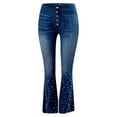 thumbnail image 6 of Fjofpr Clearance Clothing Womens Jeans Flare Legs Clearance High Waisted Jeans for Women Womens Jeans Trendy Fall 2024 Women's High Waist Jeans Button Tassel Pants Trousers-bottom Pants, 6 of 8