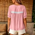 thumbnail image 5 of LEKWK Linen Shirts for Women Lace Short Sleeve Button Down Shirt Loose Fit Casual V Neck Going Out Tops Summer Fashion Beach Vacation Clothes, 5 of 5