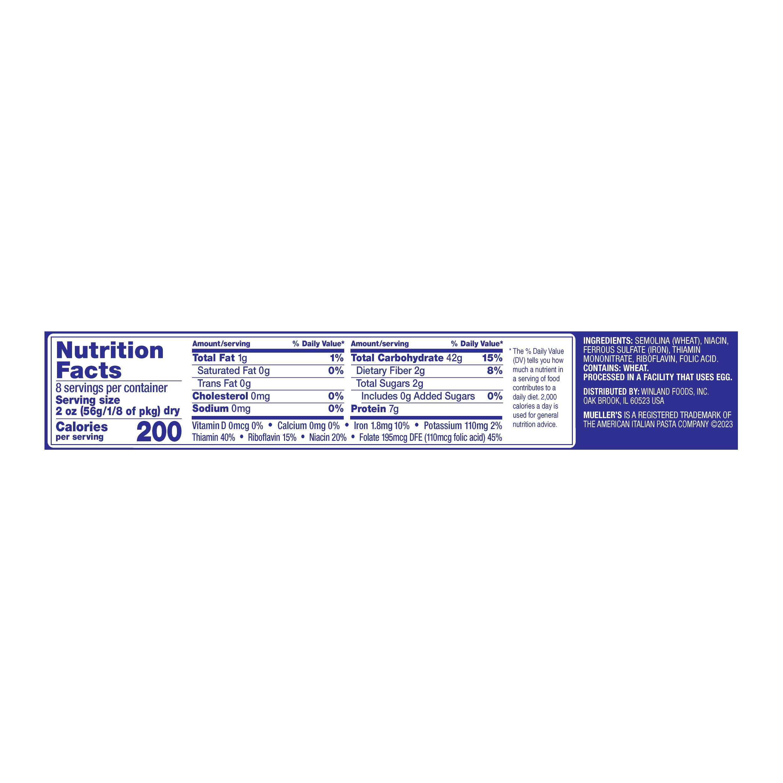 (2 pack) Mueller's Sodium-Free, Cholesterol-Free Linguine Pasta, 16 oz (Shelf-Stable)