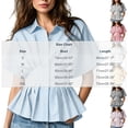 thumbnail image 3 of Women's Striped Blouse Peplum Hem Dressy Shirt Collared Short Sleeve Button Down Waist Fitted Business Casual Tops office Outfit Yellow, 3 of 5