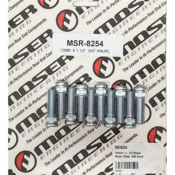 Moser Engineering 8254 12 mm Thread Wheel Stud 1.500 in. Long 0.505 in. Knurl Steel - Set of 10