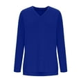 thumbnail image 4 of Oplxuo Split Side Tunic Tops for Women Basic Solid Color V Neck Blouses Pullover Fall Long Sleeve Casual Tshirt, 4 of 5