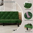 thumbnail image 6 of UHOMEPRO Velvet Sofa Bed, Convertible to 66" Sofa Bed, Couch with Adjustable Gears Backrest, Sleeper Sofa for Living Rooms Apartment and Bedroom, Green, 6 of 10