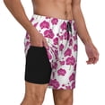 thumbnail image 2 of Yiaed Orchids Flowers Print Mens Swim Trunks Bathing Suit Compression Liner Beach Swim Shorts Swimwear Quick Dry Zipper Pocket No-Chafing Board Short-X-Large, 2 of 6