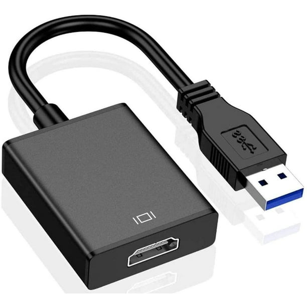 Adaptateur USB vers HDMI, convertisseur audio vidéo HD 1080P, câble adaptateur  USB 3.0 vers HDMI pour plusieurs moniteurs, prise en charge de Windows  XP/10/8.1/8/7 (pas Mac, Linux, Vista, Chrome, Firestick) (Noir) 