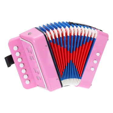 Uxcell Accordion 10 Keys Button Accordion Mini Musical Instrument Toys Gifts for Children Beginners Educational, Pink