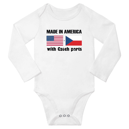 

Made in America With Czech Parts Baby Long Sleeve Romper (White 18 Months)