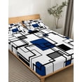 4 Piece Full Sheet Set Blue Geometric Sheets Set for Full Size Bed ...