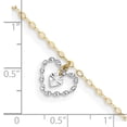 thumbnail image 4 of Auriga Fine Jewelry 14K Two-Tone Gold Twisted and Hearts Anklet 9inchfor Women, 4 of 6