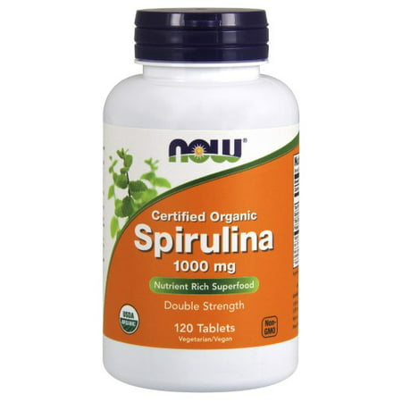 NOW Foods Spirulina organique riche en éléments nutritifs superaliments, 120 Ct