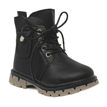 

Girls Pull-On Lace-Up Comfort Combat with Side Zipper Ankle Boots (Toddler/Little Kid)
