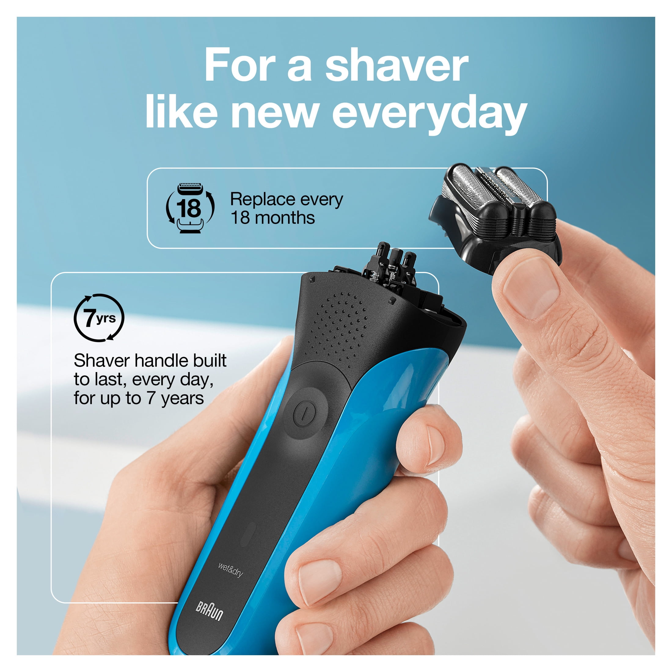 Braun, Rechargeable Electric Shaver, Series 3 3010s, Wet & Dry